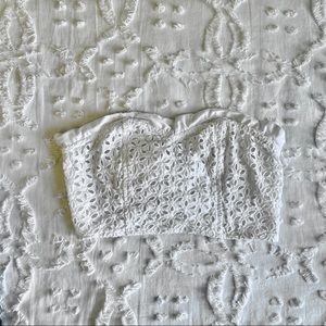 Crocheted Button-Back Crop Top